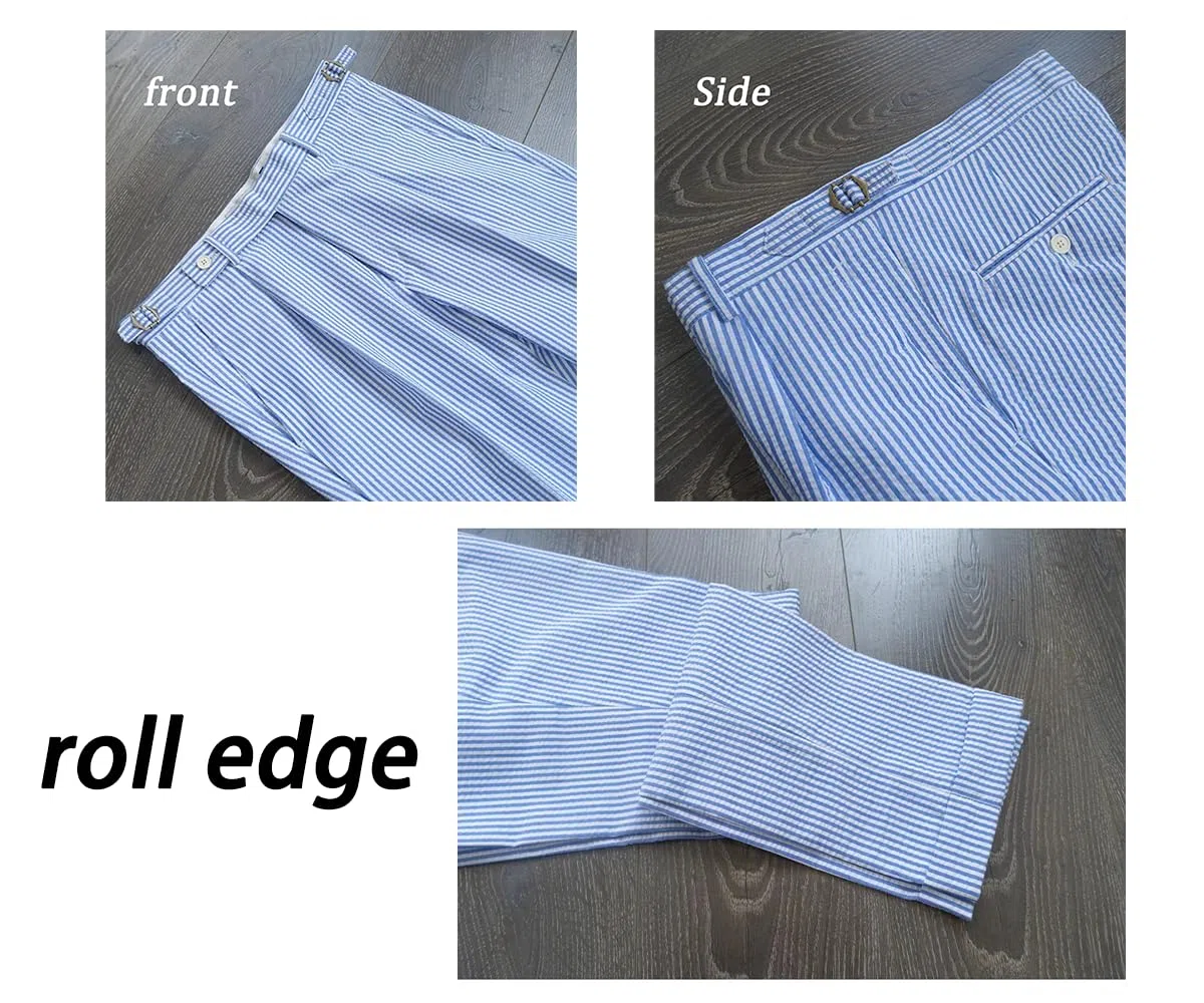 Solovedress Seersucker - Pantalones de rayas para hombre, para verano, playa, vestido de novio para boda