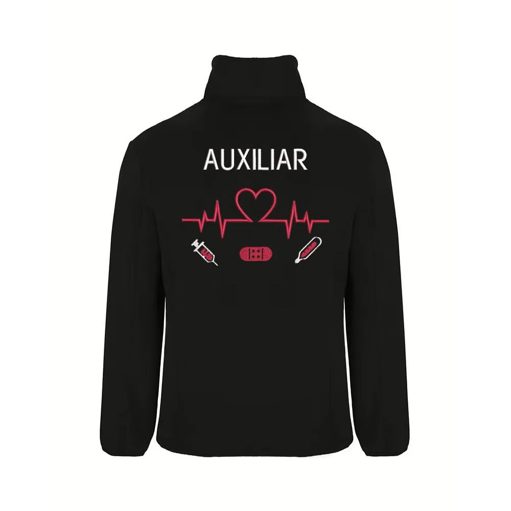 Forro Polar Bordado Hombre Personalizado. Modelo LÍNEA DE Vida-CORAZÓN. Ideal para Sanitarios. Regalos Personalizados. con Cremallera y Bolsillos. Regalos TPMAS