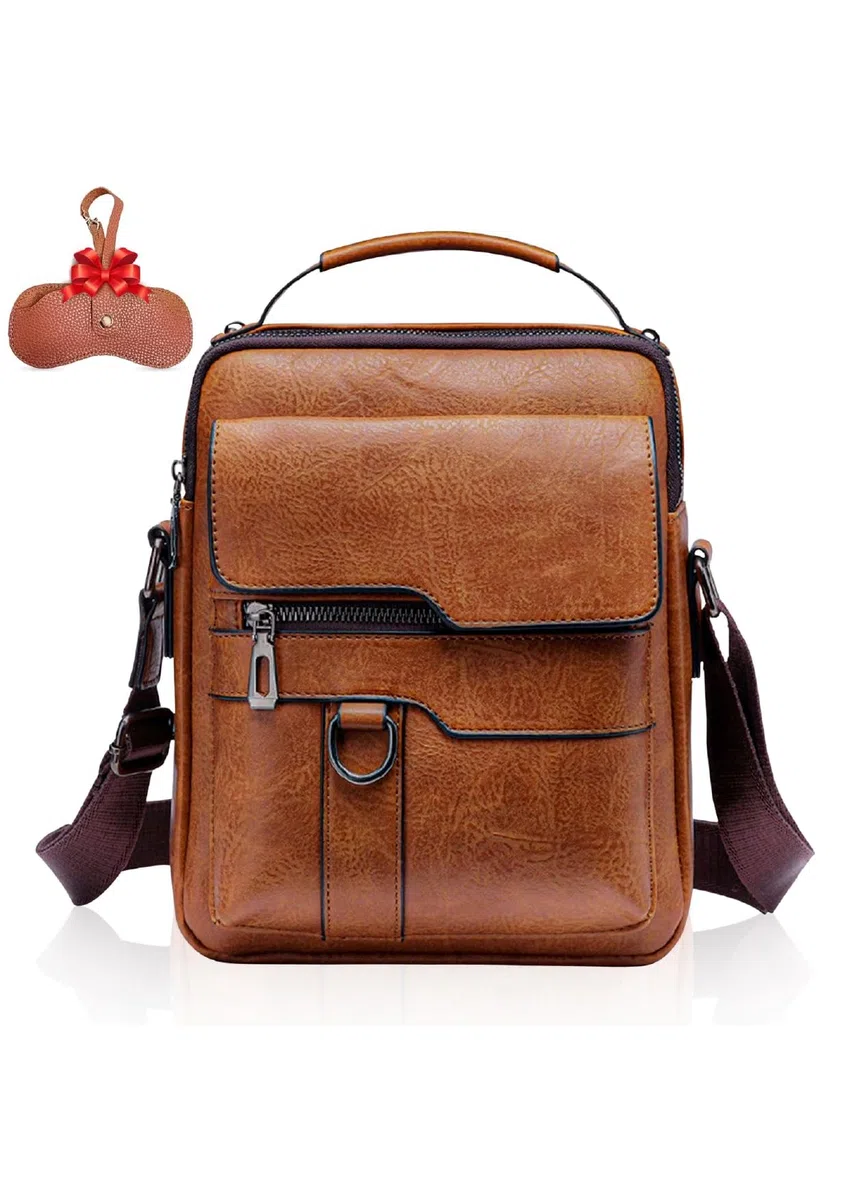 ️Bolso Hombre de Piel Sintética Elegante+funda gafas de regalo–Bolso Hombre Bandolera - Bolsos Hombre-Mariconera hombre-Compacto-para Regalo- Ideal uso diario