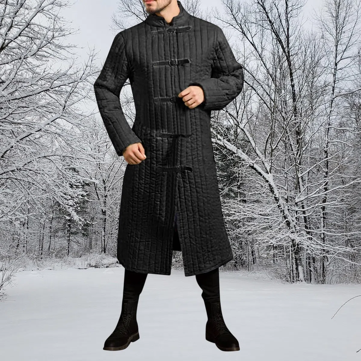 Genérico GambesóN Acolchado Grueso Abrigo Aketon Chaqueta de Armadura GambesóN de Manga Larga Disfraces de Teatro Medieval