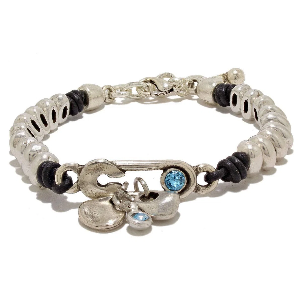 Pulsera de cuero con cristal, hecha a mano por Intendenciajewels - Pulsera de cristal - Pulsera de cuero - Pulsera de mujer - Pulsera ajustable de 16-19,5 cm.