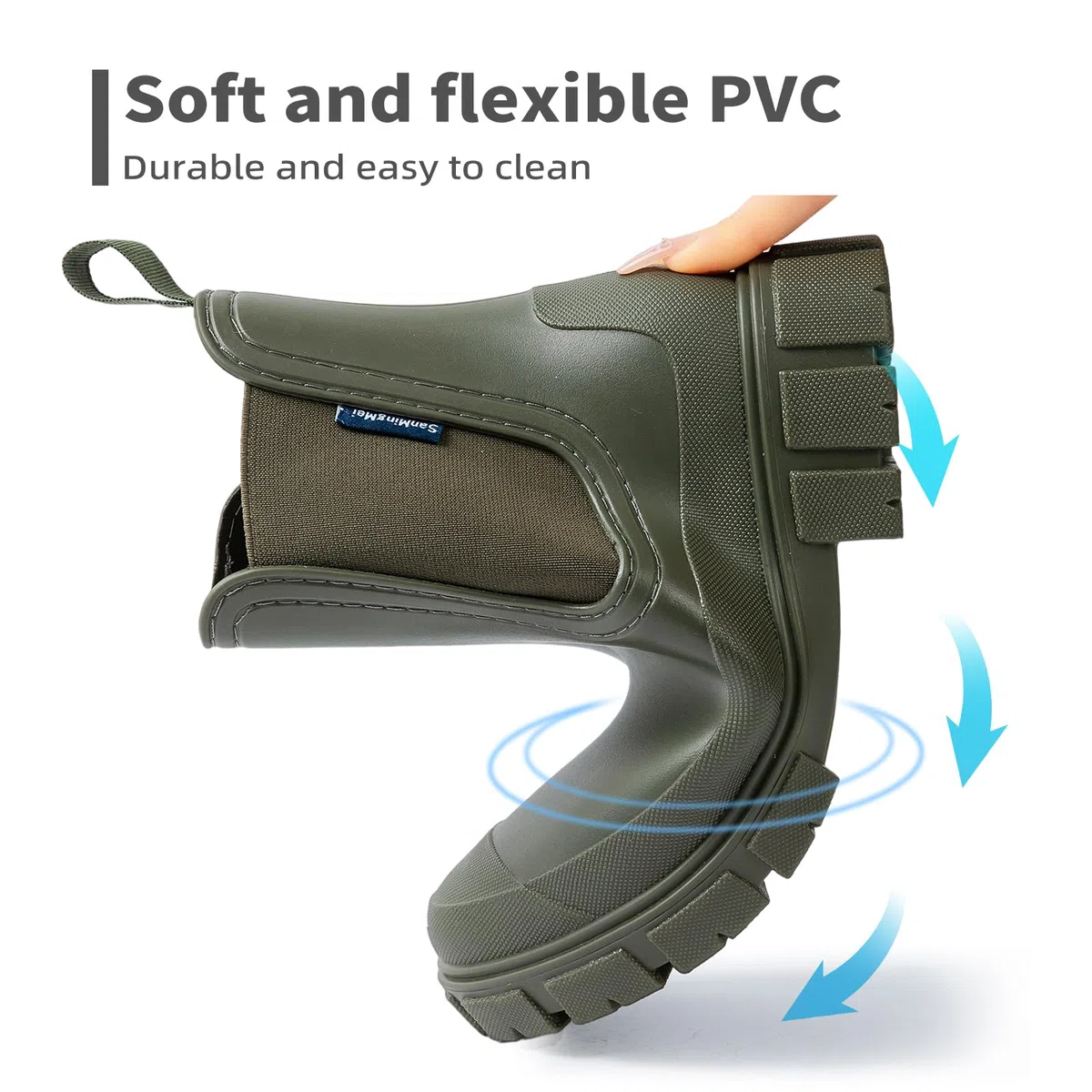 DRECAGE Botas de Agua Mujer Chelsea Lluvia Botines Impermeable Antideslizante Wellington Botas Jardín Trabajo Boots