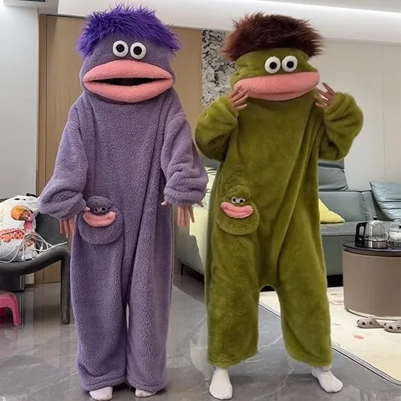 Mono de Monstruo Verde para Adultos, Sudadera con Capucha de Forro Polar, Pijama de Cuerpo Entero Acogedor con Bolsillos, Disfraz cálido Unisex para Halloween y Carnaval