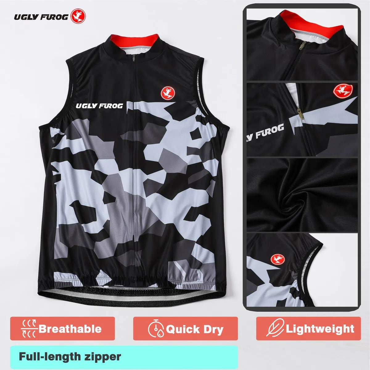UGLY FROG Mujeres Camisetas Bicicleta Montaña Verano/Primavera Ciclismo Jersey Tops Sin Mangas con 3 Bolsillos Traseros