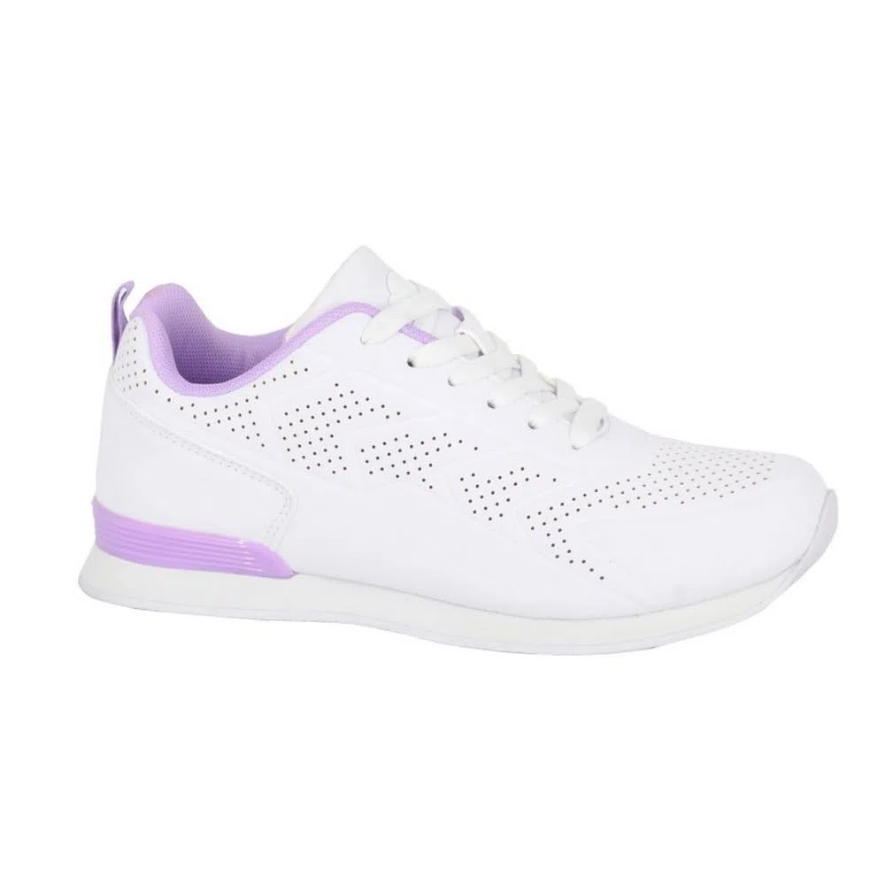 Dek T755 Fluke, zapatos de bolos con cordones para mujer, forro textil y calcetín y suela blanca de EVA