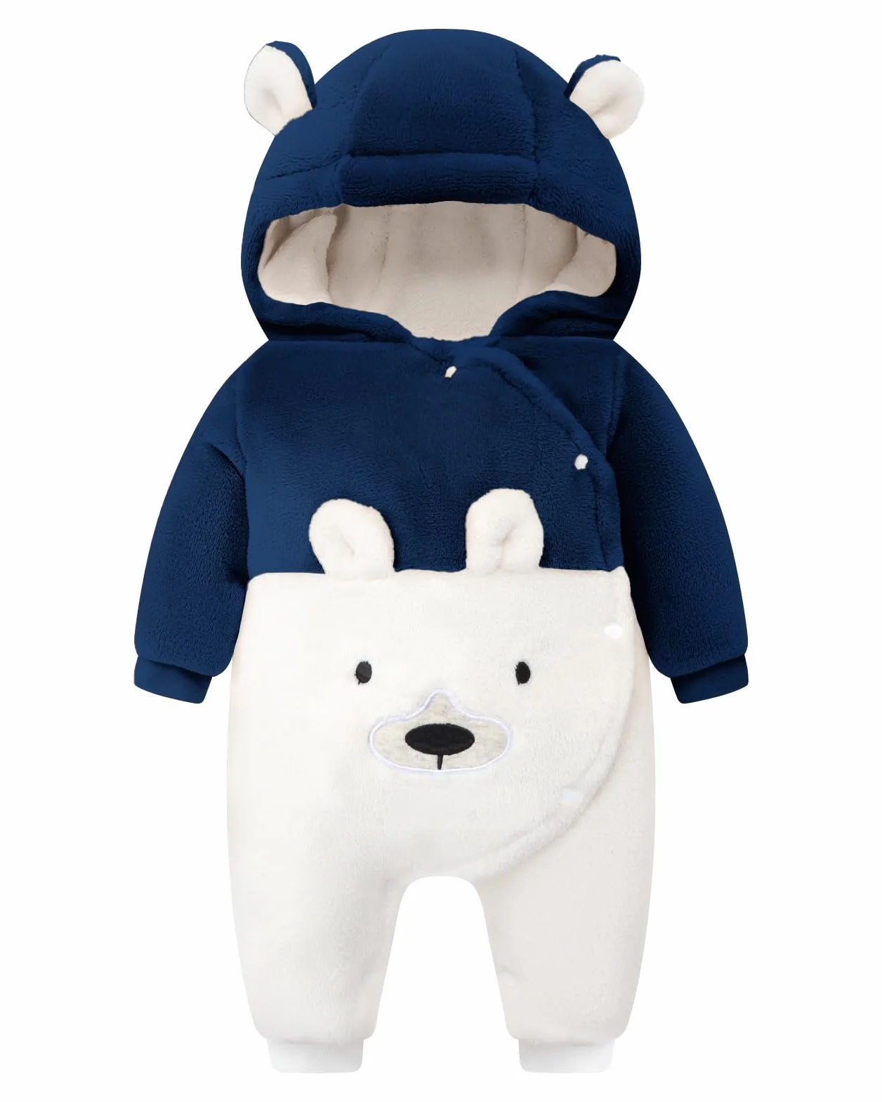 WYTbaby Bebé Niños Niñas Mono Vellón Mameluco con Capucha Manga Larga Peleles Invierno Pijama Infantil Traje de Dormir Recién Nacido Onesie
