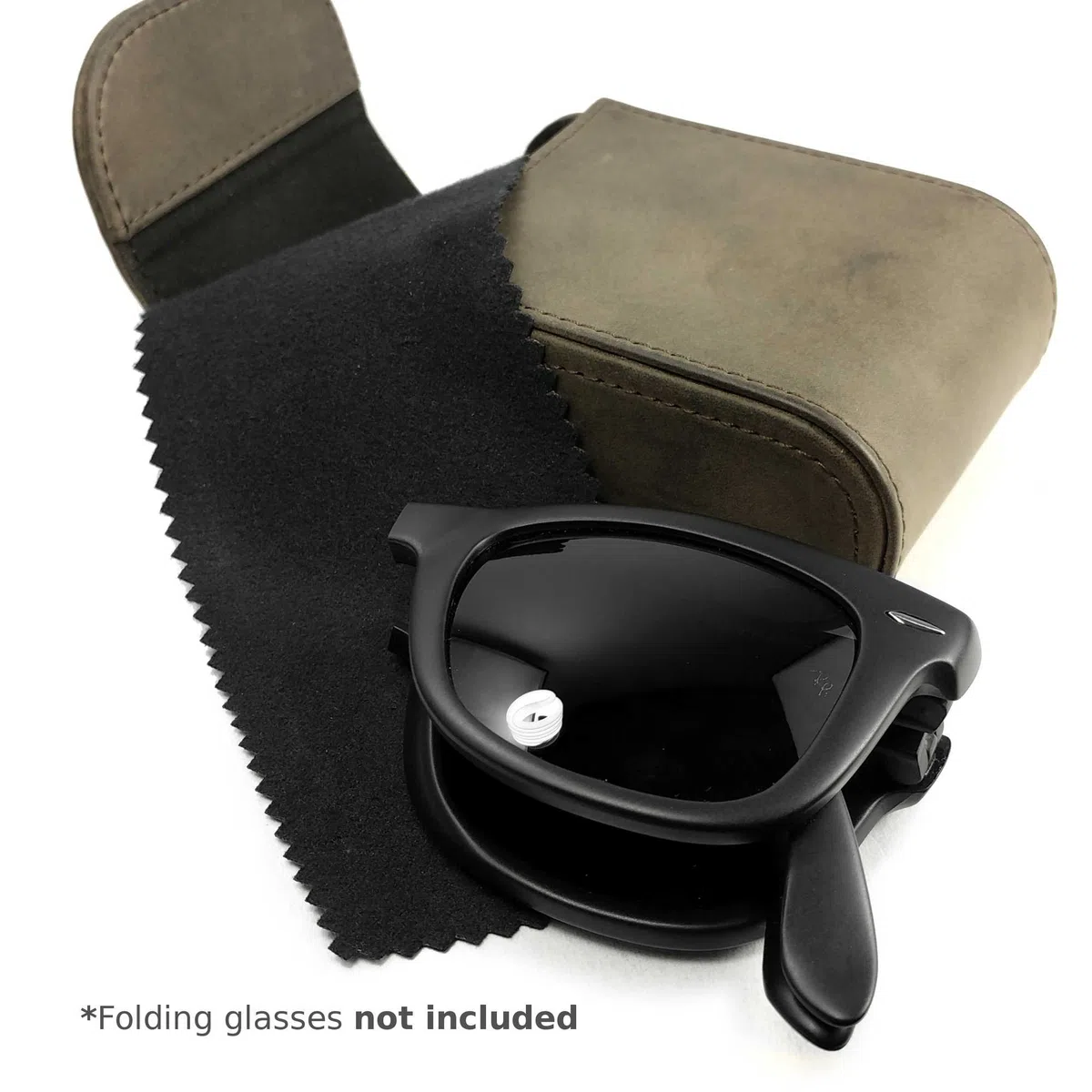 TUFF LUV Western Genuine cuero plegable gafas de sol caso [Compatible con Ray-Ban Wayfarer]- marrón (gafas de sol no incluidas)