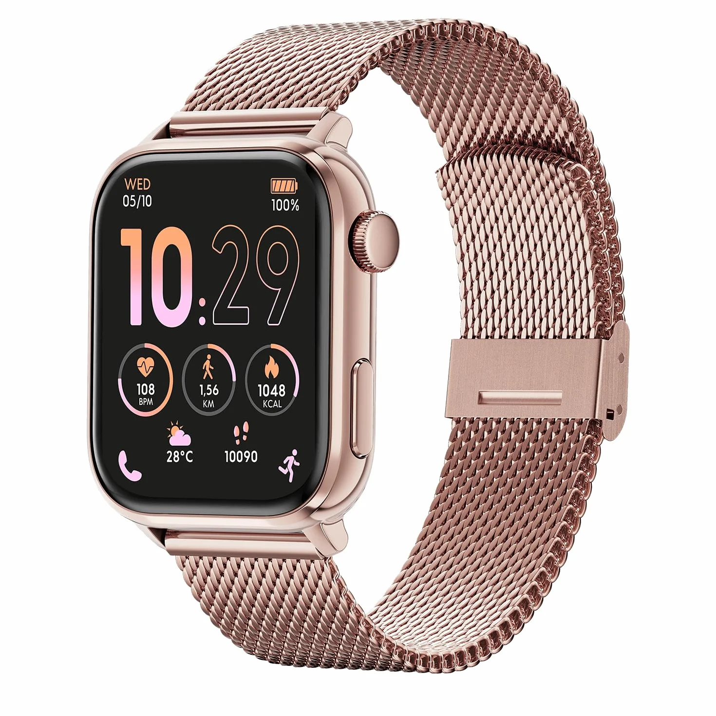 Ice-Watch - ICE smart 3.0 Rose gold Milanese 1.78 AMOLED GPS - Reloj de señora rectangular oro rosa con correa de metal - 024304 (1.78 pulgadas)