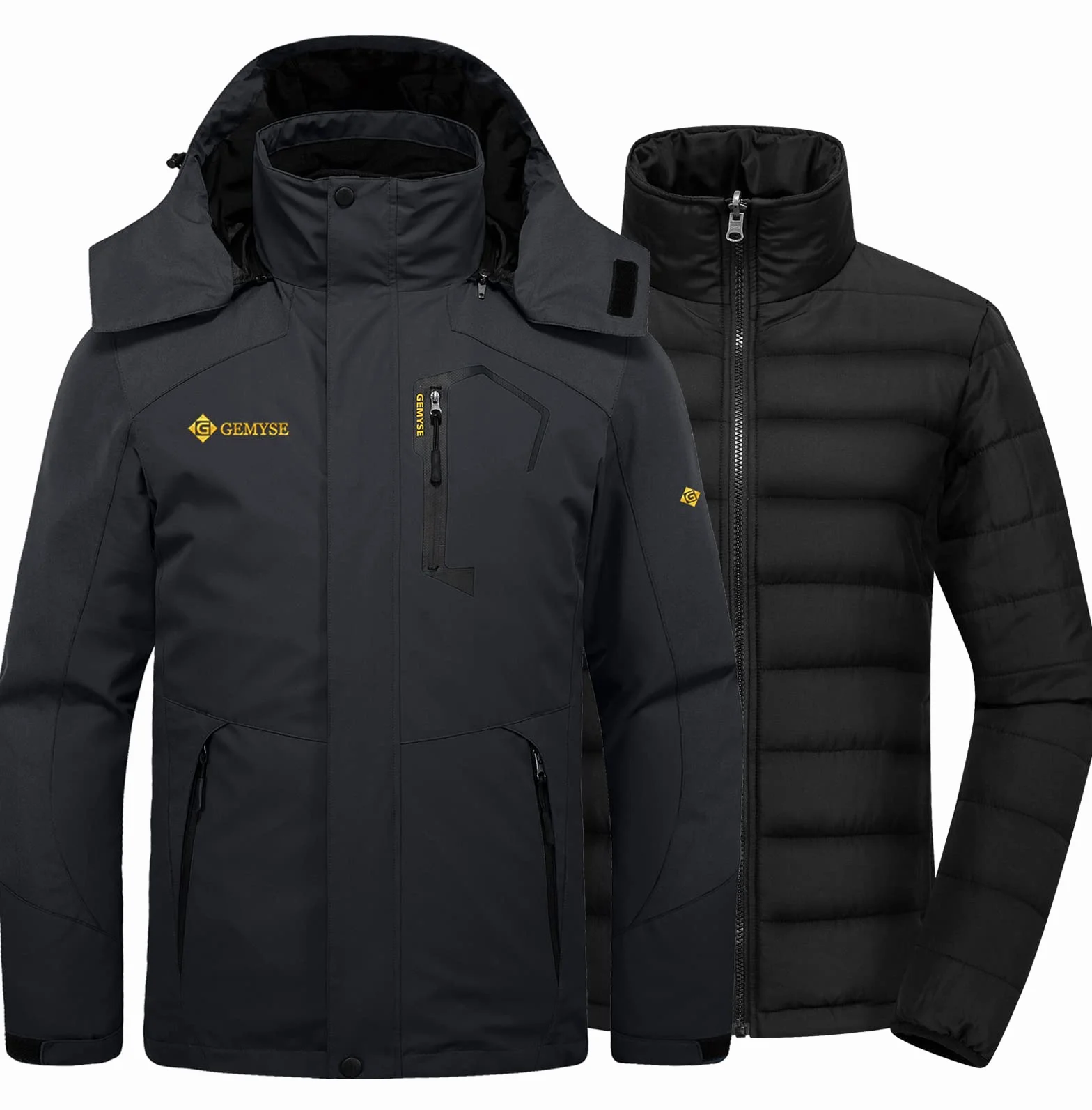 GEMYSE Chaqueta impermeable 3 en 1 para hombre Esquí Chaqueta Puffer Liner Aislado Abrigo de Invierno
