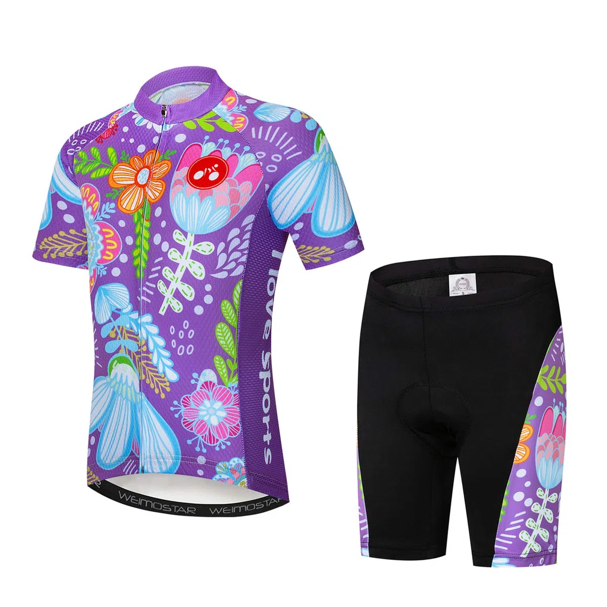 Conjunto de Pantalones Cortos de Jersey de Ciclismo Traje Acolchado Tops de Bicicleta para niños Camisa Montar en Bicicleta de montaña