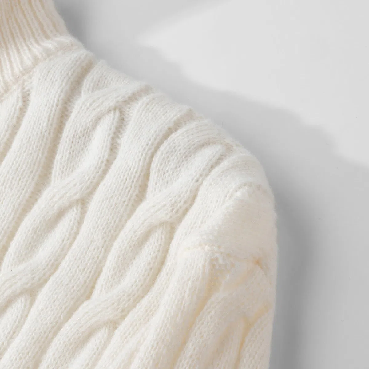Generisch Jersey de cuello alto para hombre, diseño trenzado, cuello alto, suéter con cremallera de 1/4, jersey clásico de invierno, punto fino, polo básico con cremallera