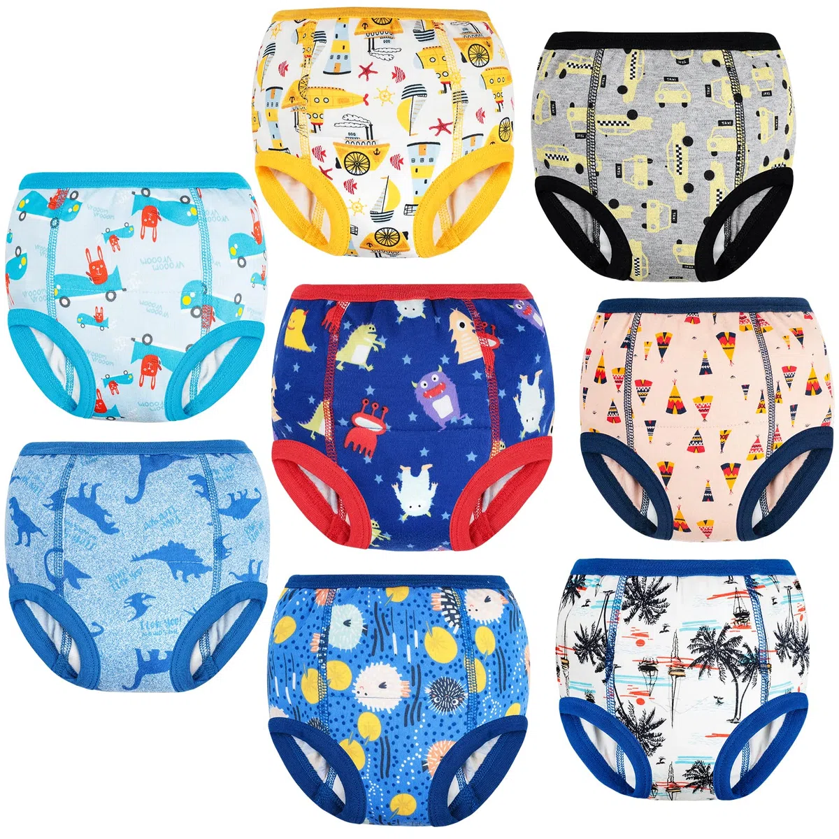 FLYISH DIRECT Calzoncitos de Entrenamiento para bebés, Paquete de 6 Calzoncillos de Entrenamiento para niñas y niños, 2-7 años, Lavables y Reutilizables, 140/7T