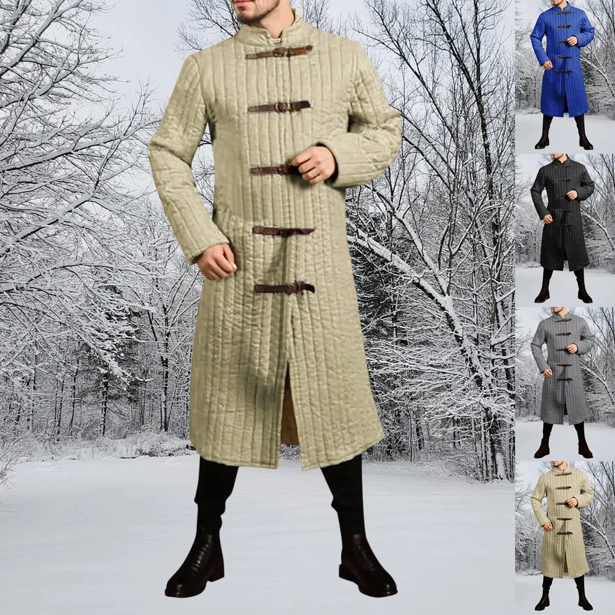 Genérico GambesóN Acolchado Grueso Abrigo Aketon Chaqueta de Armadura GambesóN de Manga Larga Disfraces de Teatro Medieval