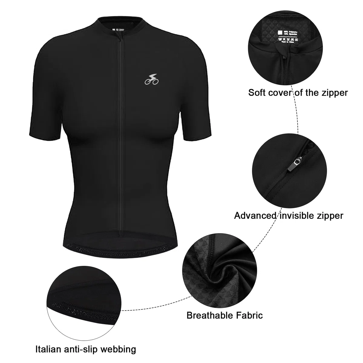 Maillot de ciclismo para mujer, manga larga, transpirable, de alta elasticidad, con 3 bolsillos traseros