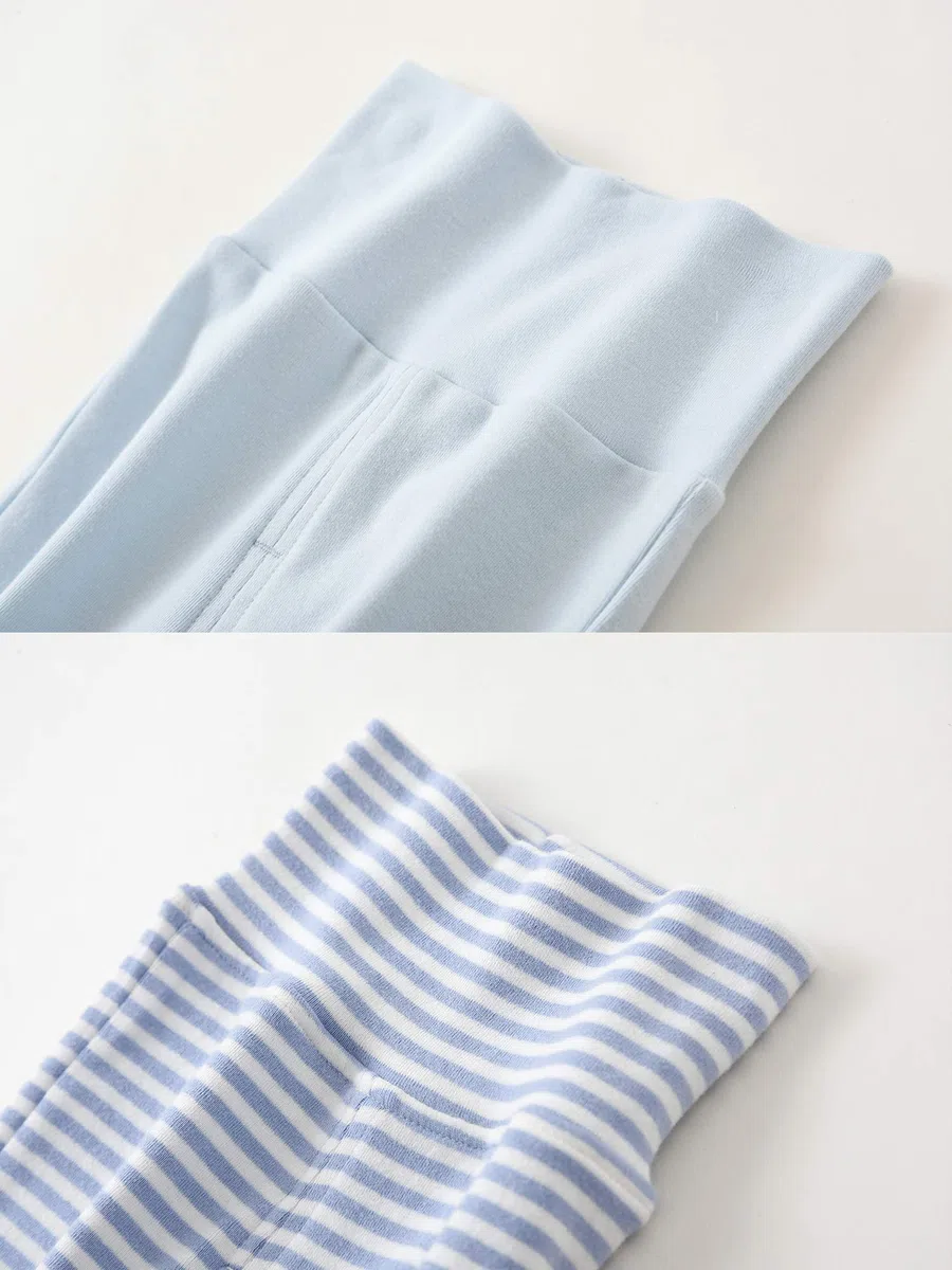 BINIDUCKLING Pantalones de bebé de cintura alta con pie para niños y niñas, de algodón, pantalones de bombeo con pie, 3 unidades