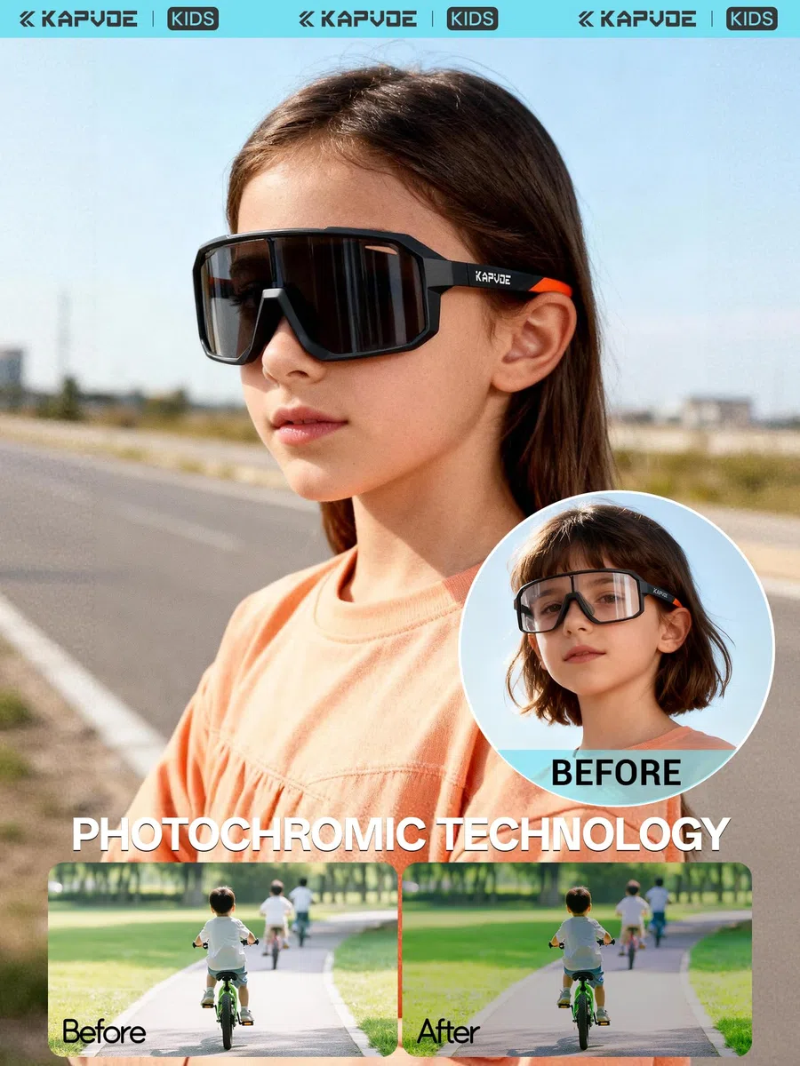 KAPVOE Gafas de sol Polarizadas para Niños Gafas de Ciclismo Juvenil Softball Béisbol Tenis Montura TR90 K9029