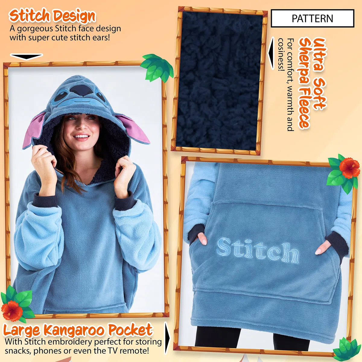 Disney Sudaderas Mujer, Stitch Batamanta de Forro Polar Mujer, Evil Queen Poncho Sudadera Manta Oversize con Capucha