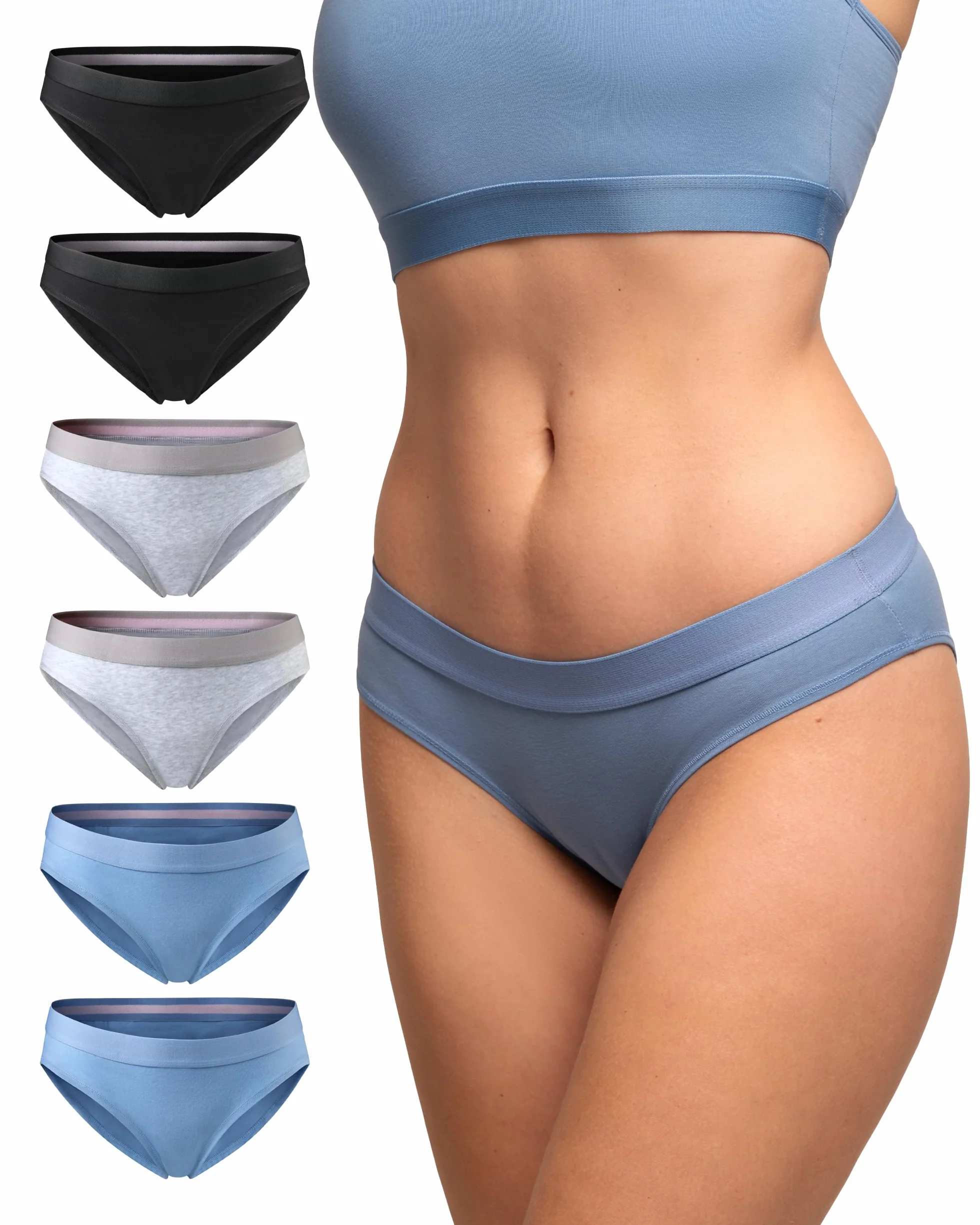DANISH ENDURANCE Braguitas de Algodón Orgánico Suaves para Mujer, Bragas Bikini, 3 y 6 Pack