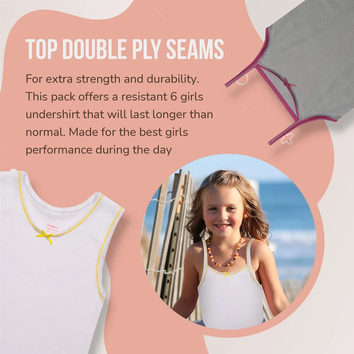 Buyless Fashion Camiseta de algodón sin Mangas con Estampado para Niñas (Pack 6)