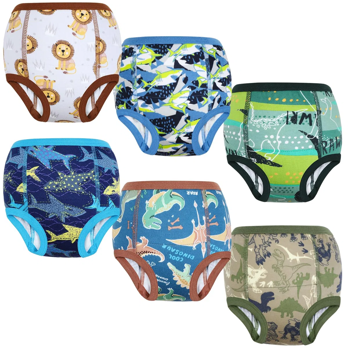 MOEMOE BABY Bragas de Aprendizaje Calzones de Entrenamiento Reutilizables Calzones de Entrenamiento para niños (6 Paquetes) Azul 7 años