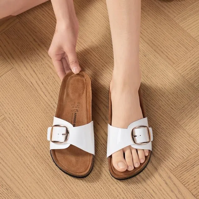 ARRIGO BELLO Sandalias Mujer Verano Cómodos Slides Ajustables Moda Pantuflas Soporte Plantar Slippers Antideslizante Corcho Suela Chanclas Talla 36-41