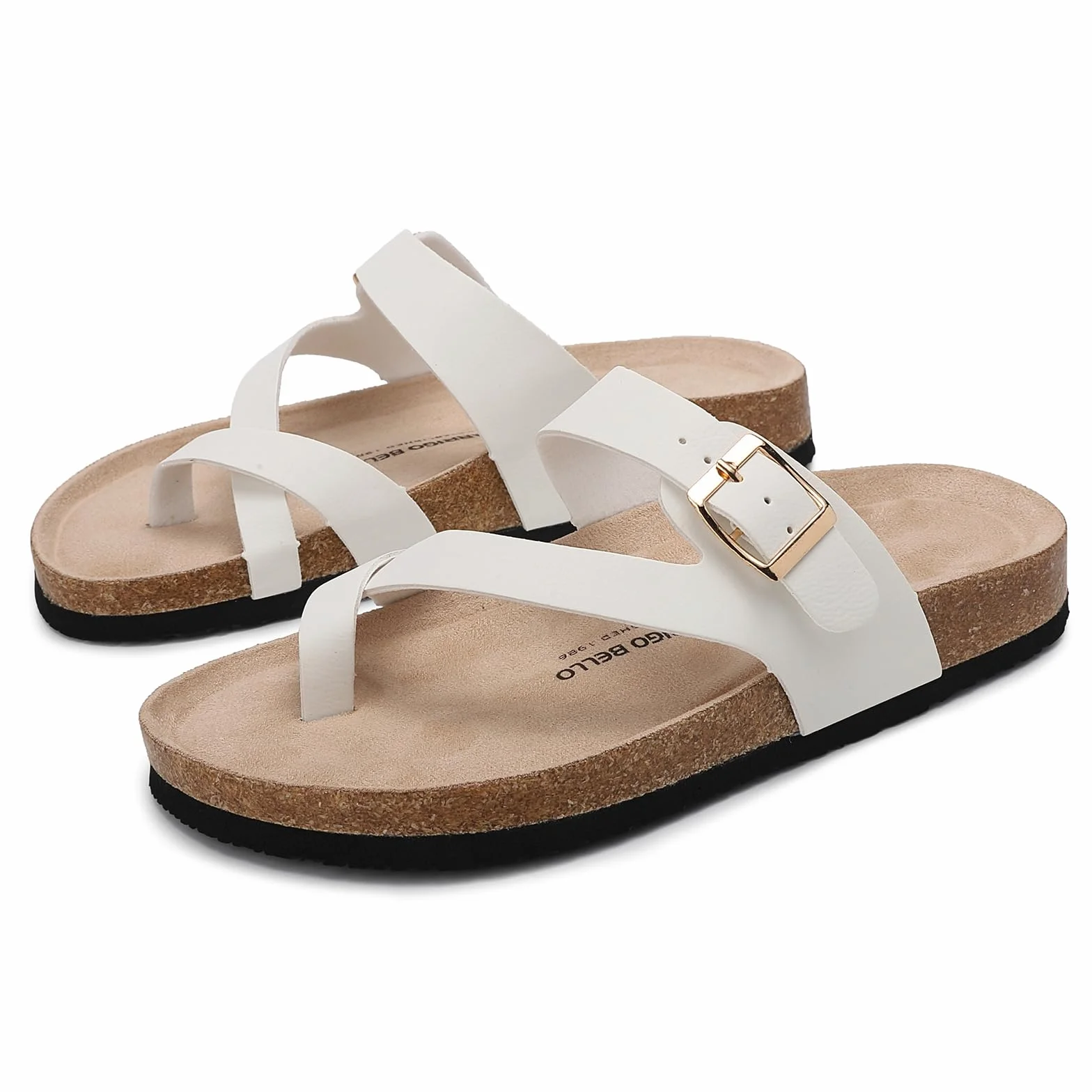Mules Mujer Sandalias de Corcho Verano Cuero Zapatillas de Playa Sandalias Punta Abierta Hebilla Ajustable EU36-41