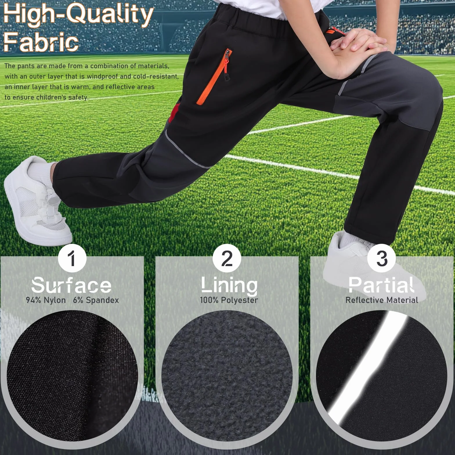 BWBIKE Pantalones de Nieve para Niños con Forro Polar Térmico Forrado al Agua y al Viento, Pantalones de Esquí de Invierno Softshell para Exteriores con Bolsillos con Cremallera para Niños y Niñas