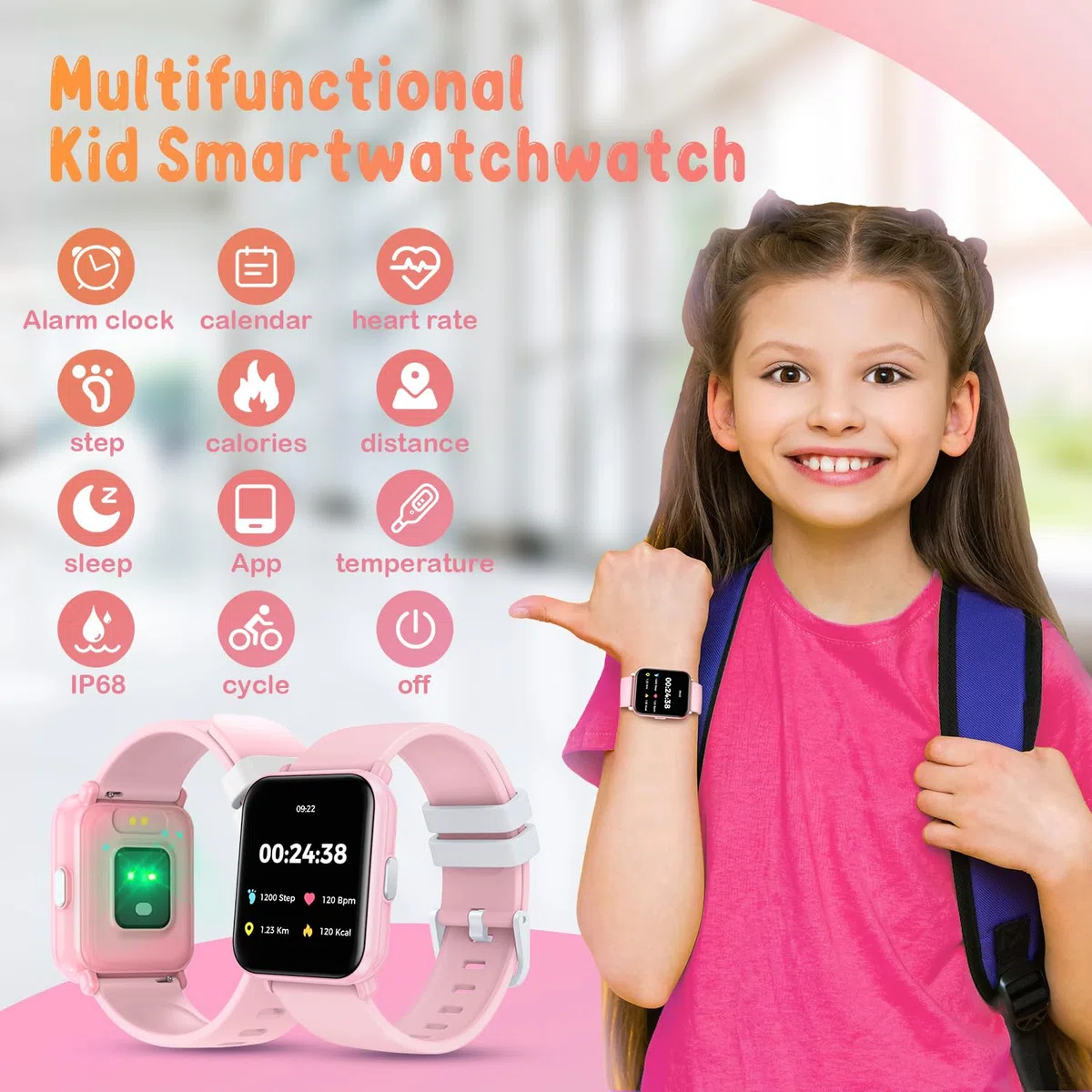 Reloj Inteligente Niño Smartwatch Niña: Pulsera Actividad Inteligente con Podómetro Monitor de Sueño Contador de Calorias 1.4" Impermeable IP68 Mutil Modos Deportivo Juegos Reloj para Niños y Niñas