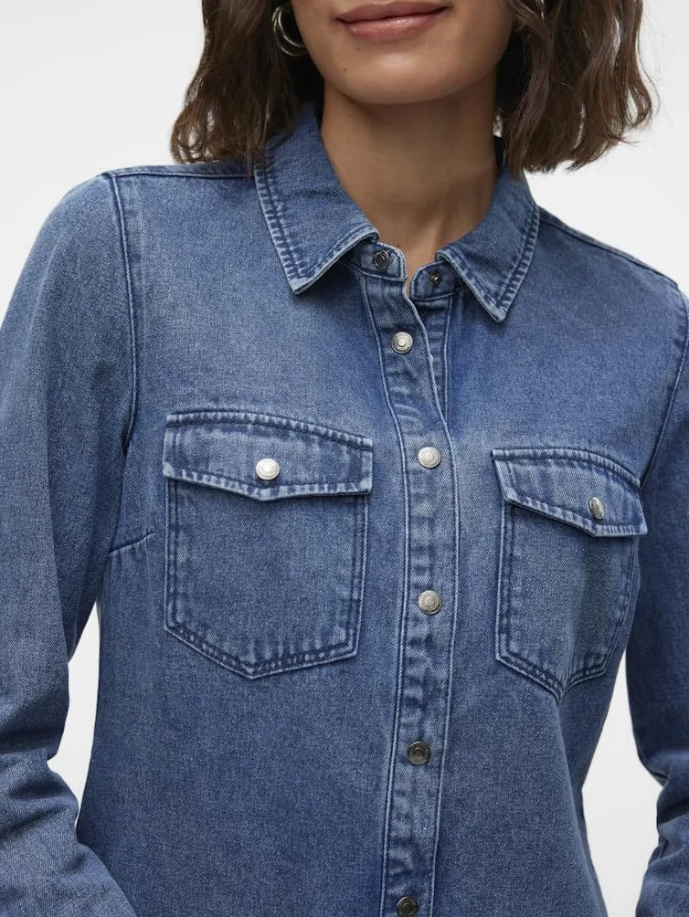 Vero Moda Vmjennie LS Denim Shirt Mix Noos Camisa Vaquera Mujer