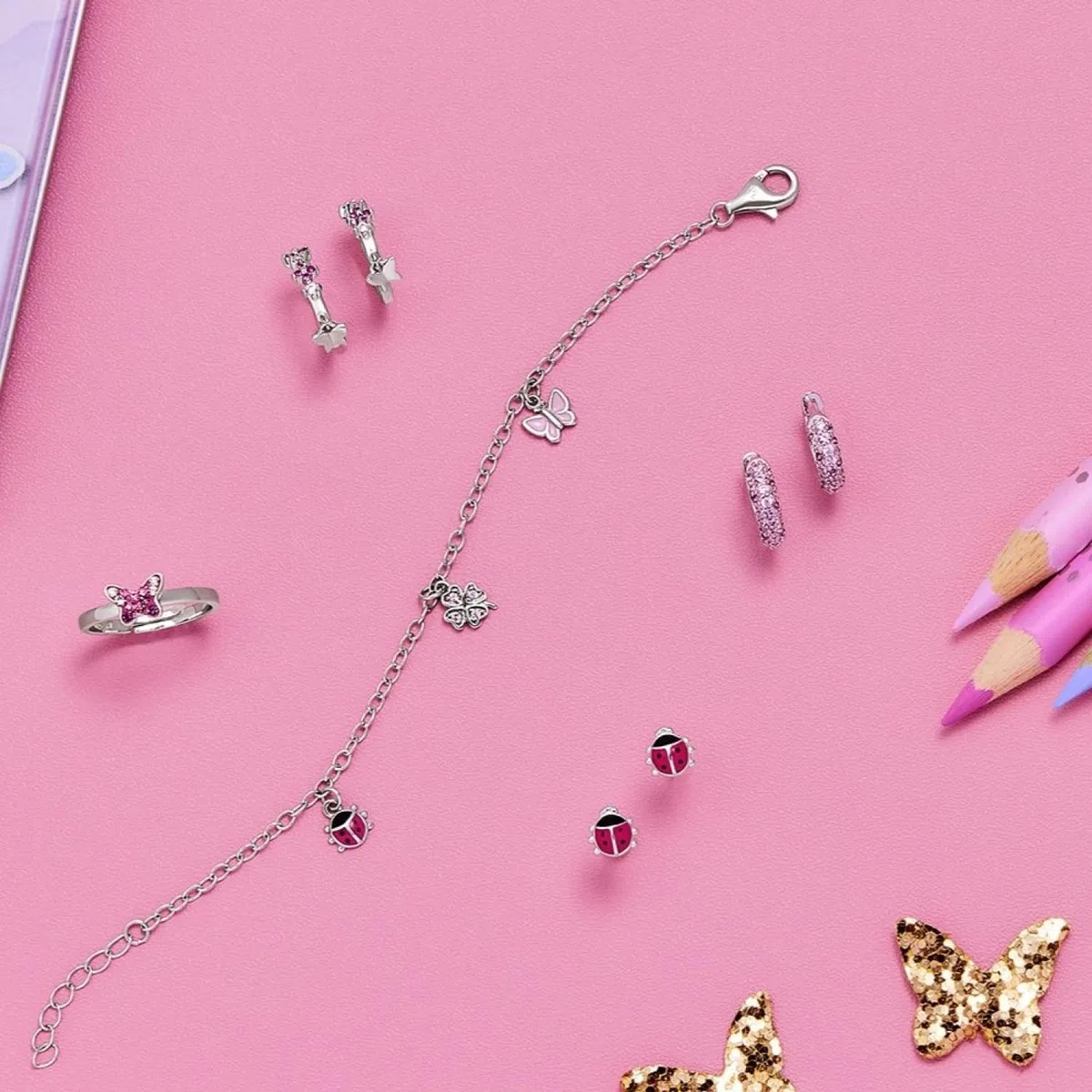 Prinzessin Lillifee Anillo de plata de ley 925 para niñas, con piedras preciosas, viene en caja de regalo