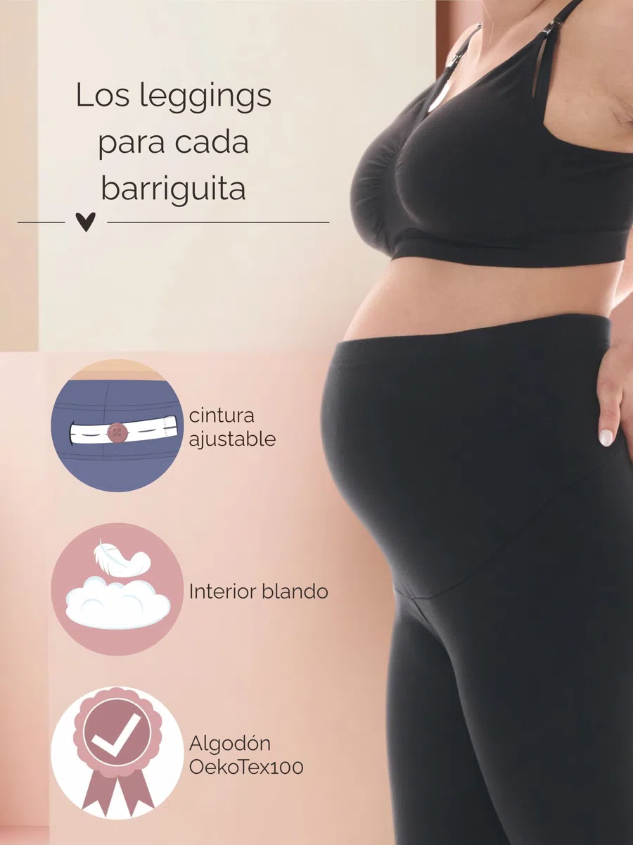 Herzmutter Leggings Premama - Mallas Maternidad Invierno - algodón - Futura Mama - Opaco - Suave - cálidas - Material Caliente - Ropa Premama- 1500 - Negro-Azul-Gris - 1500