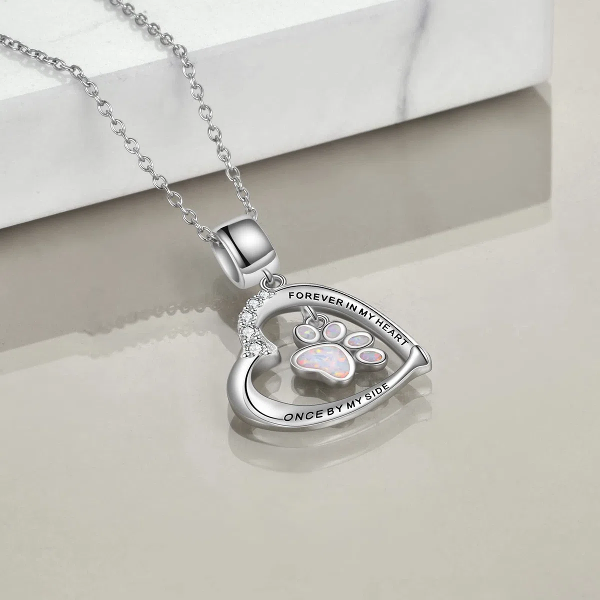 YFN Collar de ópalo con diseño de corazón de corazón de plata de ley para niñas, Plata esterlina, Cubic Zirconia