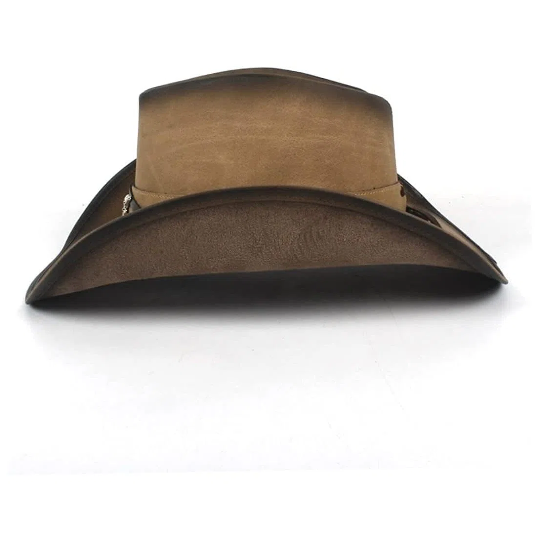 Sombrero De Cowboy de Cuero para Hombres y Mujeres Cowgirl Sun Hat Outback de Ala Ancha (Color: Natural, Tamaño: 58-59 Cm)
