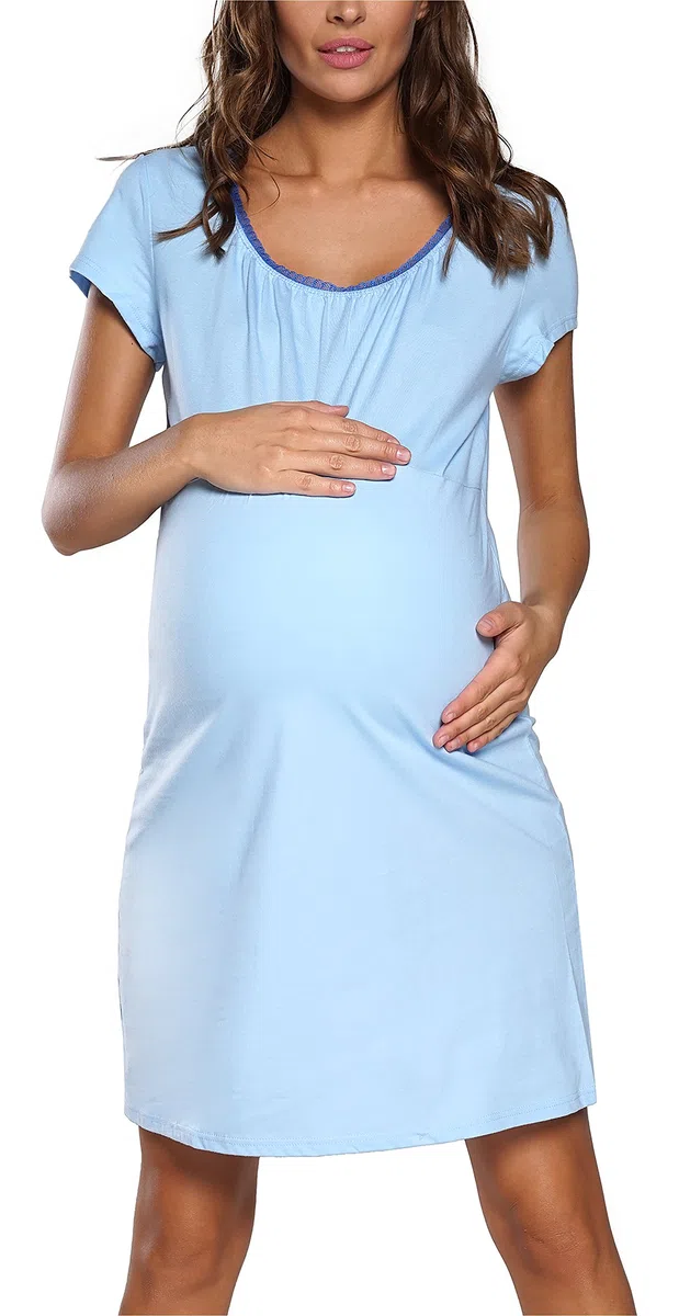 Italian Fashion Camison Lactancia Hospital | Ropa Premama Embarazada | Ropa Embarazada Mujer con Escote Redondo | Camison Hospitalario Mujer | Bata Maternidad Hospital S-XXL