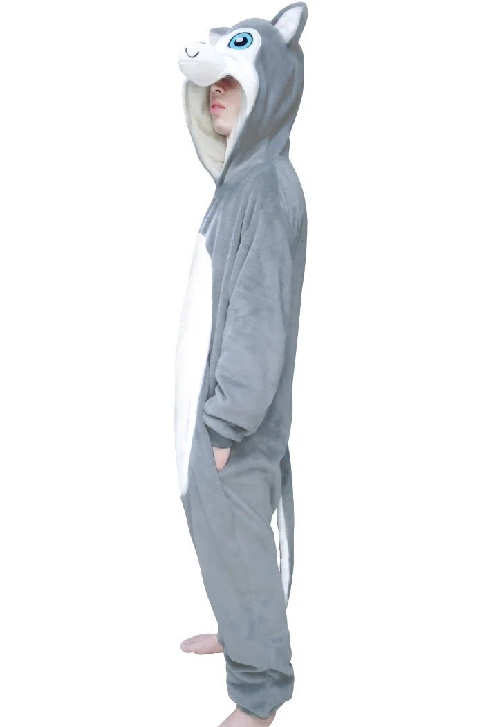 wotogold Pijamas de Perro Husky Animal Trajes de Cosplay Adultos Unisex