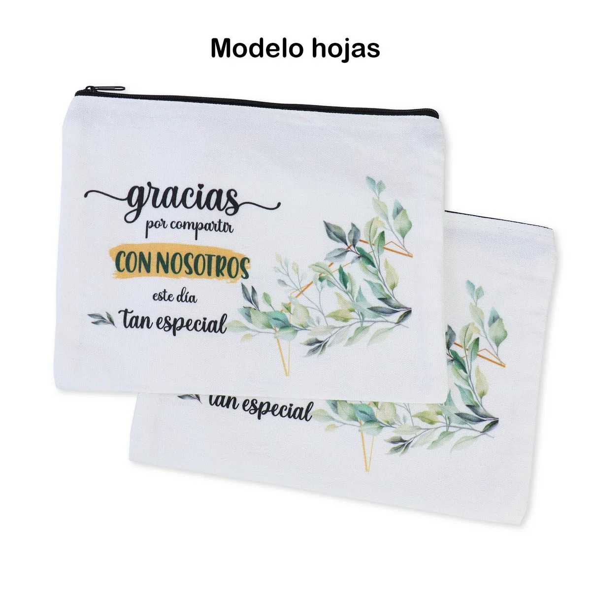 Pack de 12 a 36 uds | Neceser Frase Agradecimiento Invitados | Estilo Natural con Cremallera | 23 x 18 cm | Regalo Boda | 2 Diseños, No Personalizable | Regalantes (24, Flor)