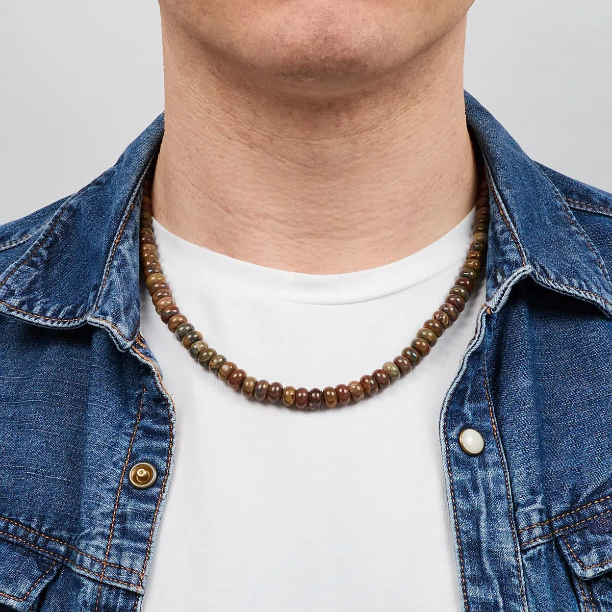 Collar de Cuentas para Hombre | Collar de Cristal Curativo de Piedras Preciosas Naturales de 8 mm Para Hombres Hecho a mano para Hombres