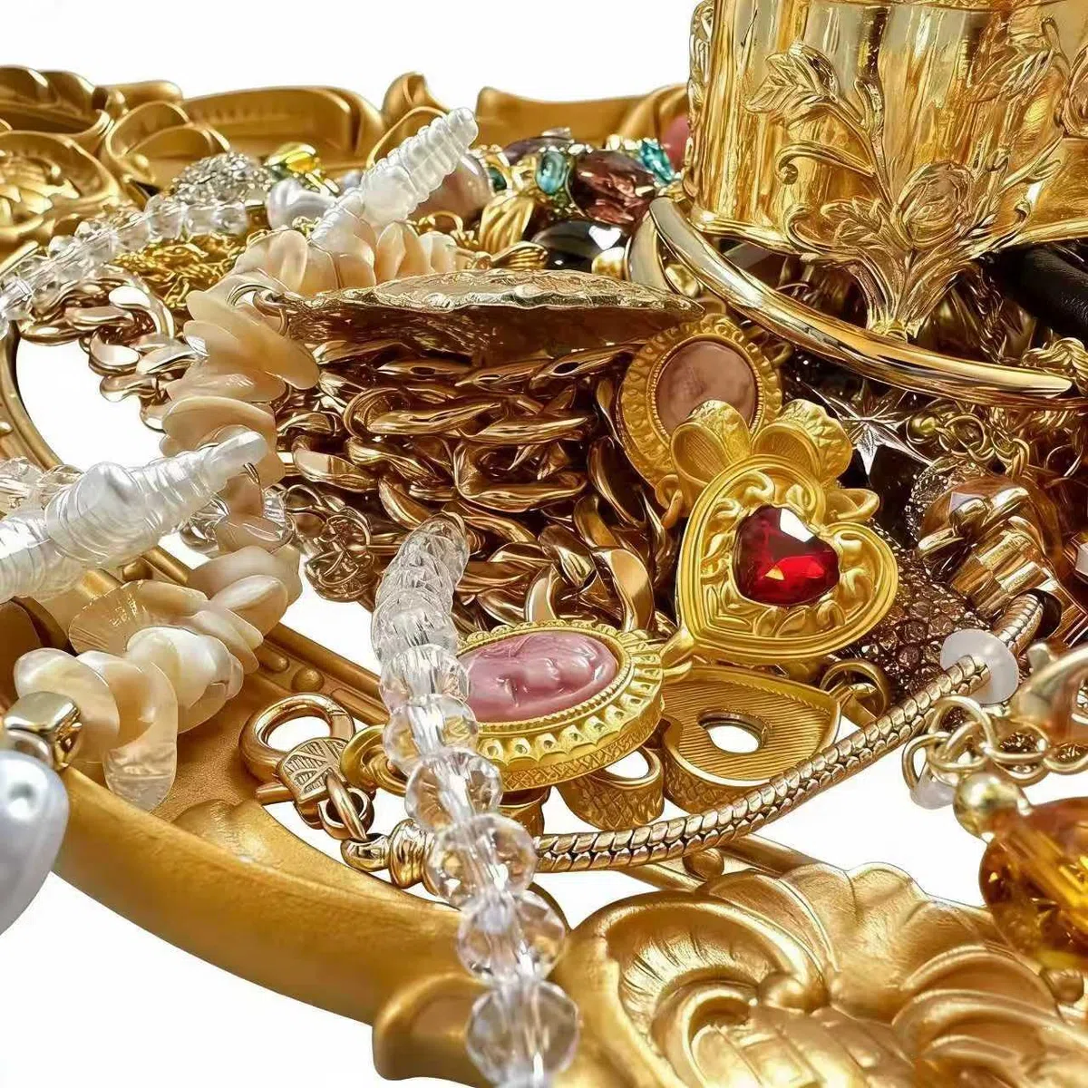 Paquete de tarros de joyería de 25 a 60 piezas | Caja de joyería sorpresa para mujeres con collares, pulseras, anillos, pendientes, llaveros y pinzas para el pelo, regalo único de cumpleaños para