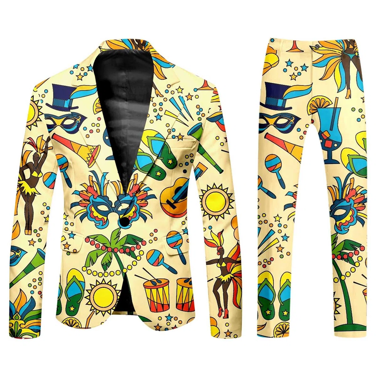 Disfraces de carnaval para hombre, chaqueta de 2 piezas para bodas, carnaval impresos, juego de blazer, traje de negocios, fiesta, carnaval, disfraz, traje de hombre, pantalones deportivos,