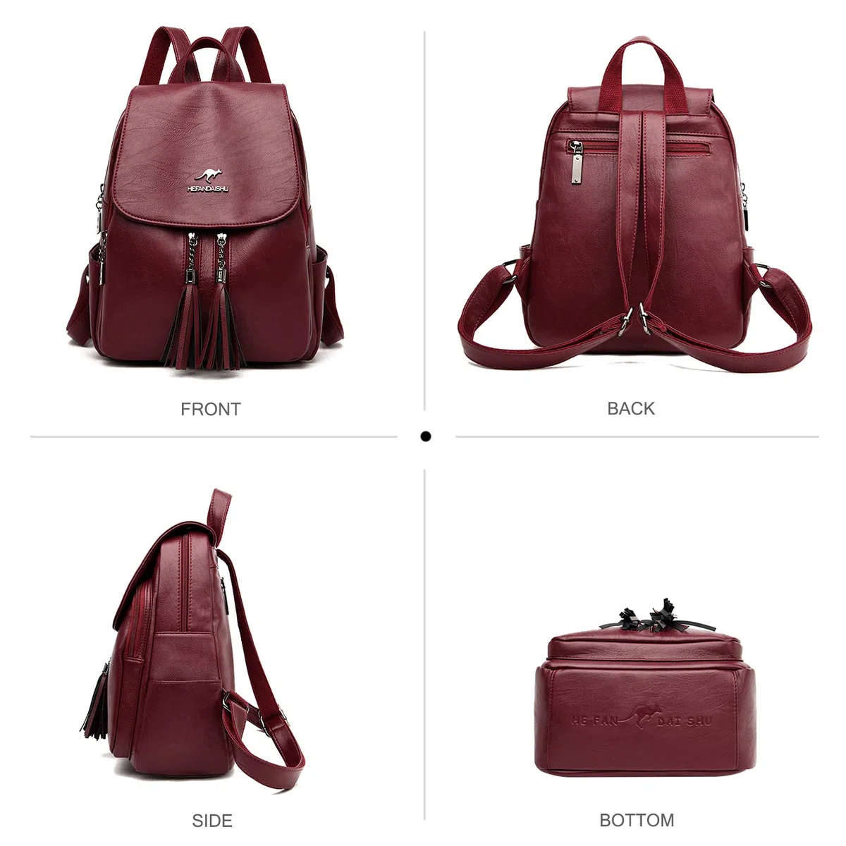 Nicole & Doris Mochila Elegante de Cuero Antirrobo - Bolsa de Viaje Universitaria Casual con Solapa