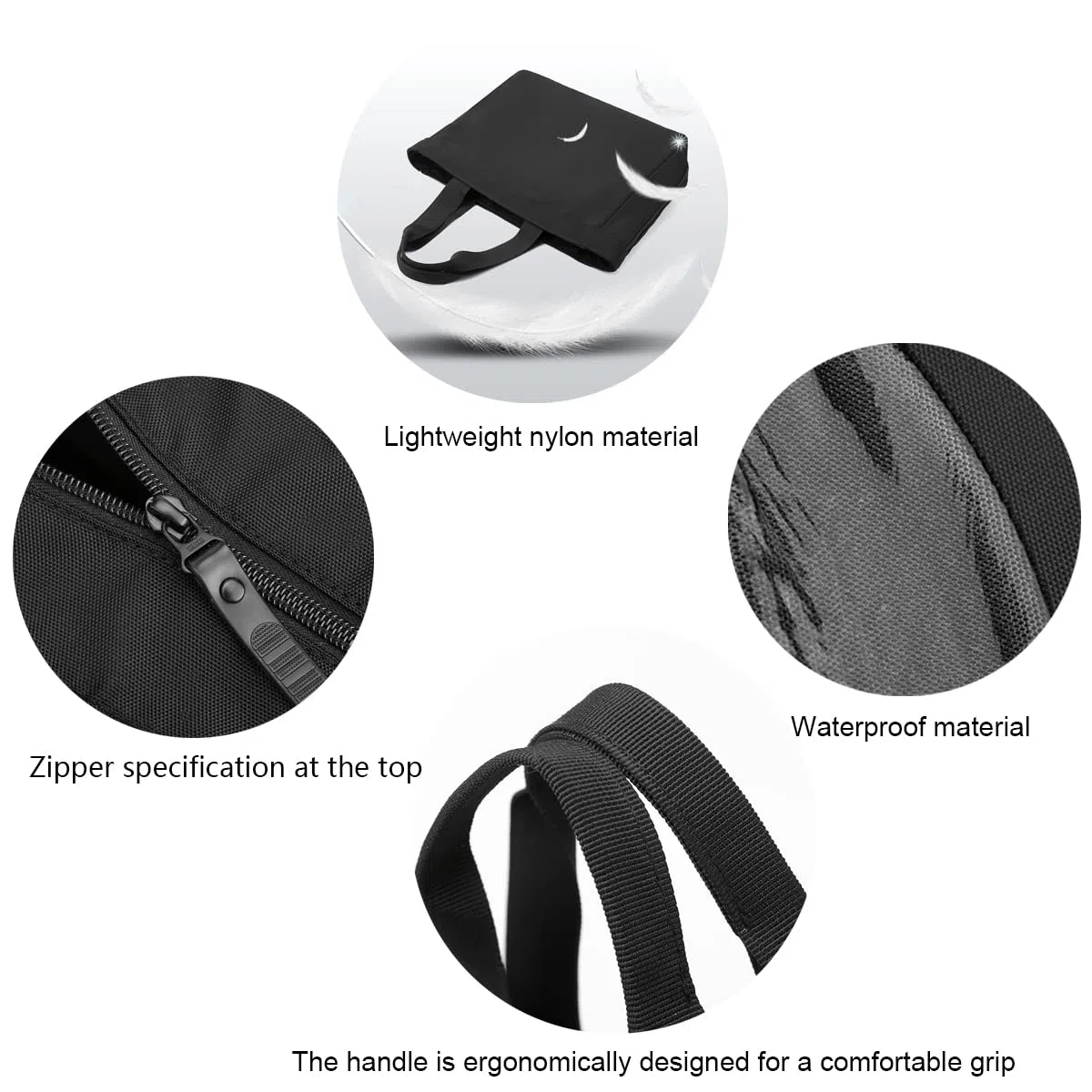 zhongningyifeng Hombres Bolsa Tote de 14 pulgadas portátil de nylon impermeable ligero de negocios Casual Negro Bolso para el Trabajo Escuela Viajes