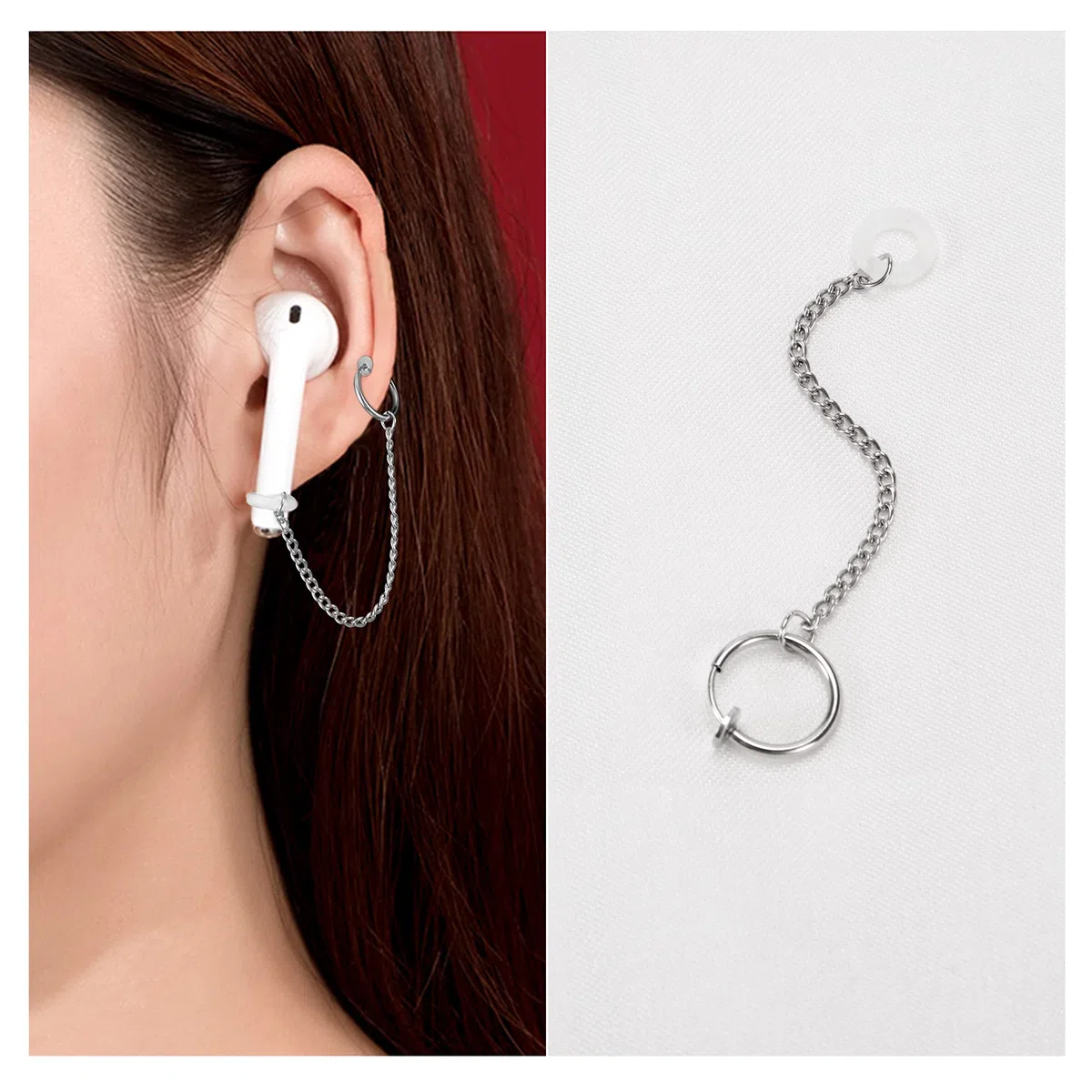 Pendientes Antipérdidas para Auriculares Inalámbricos Bluetooth Moda Ganchos Clip de Oreja Anillo Auricular Antideslizante Compatible con AirPods 3 Pares