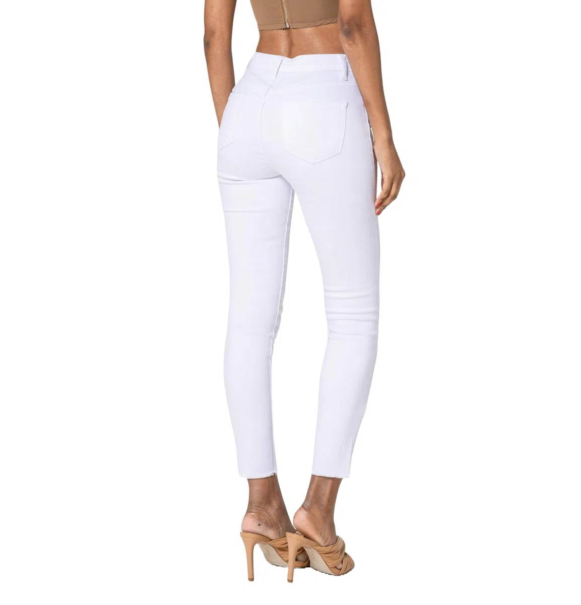 Nina Carter P077 Pantalones vaqueros ajustados para mujer, cintura alta, aspecto desgastado, efecto de lavado, pantalones vaqueros