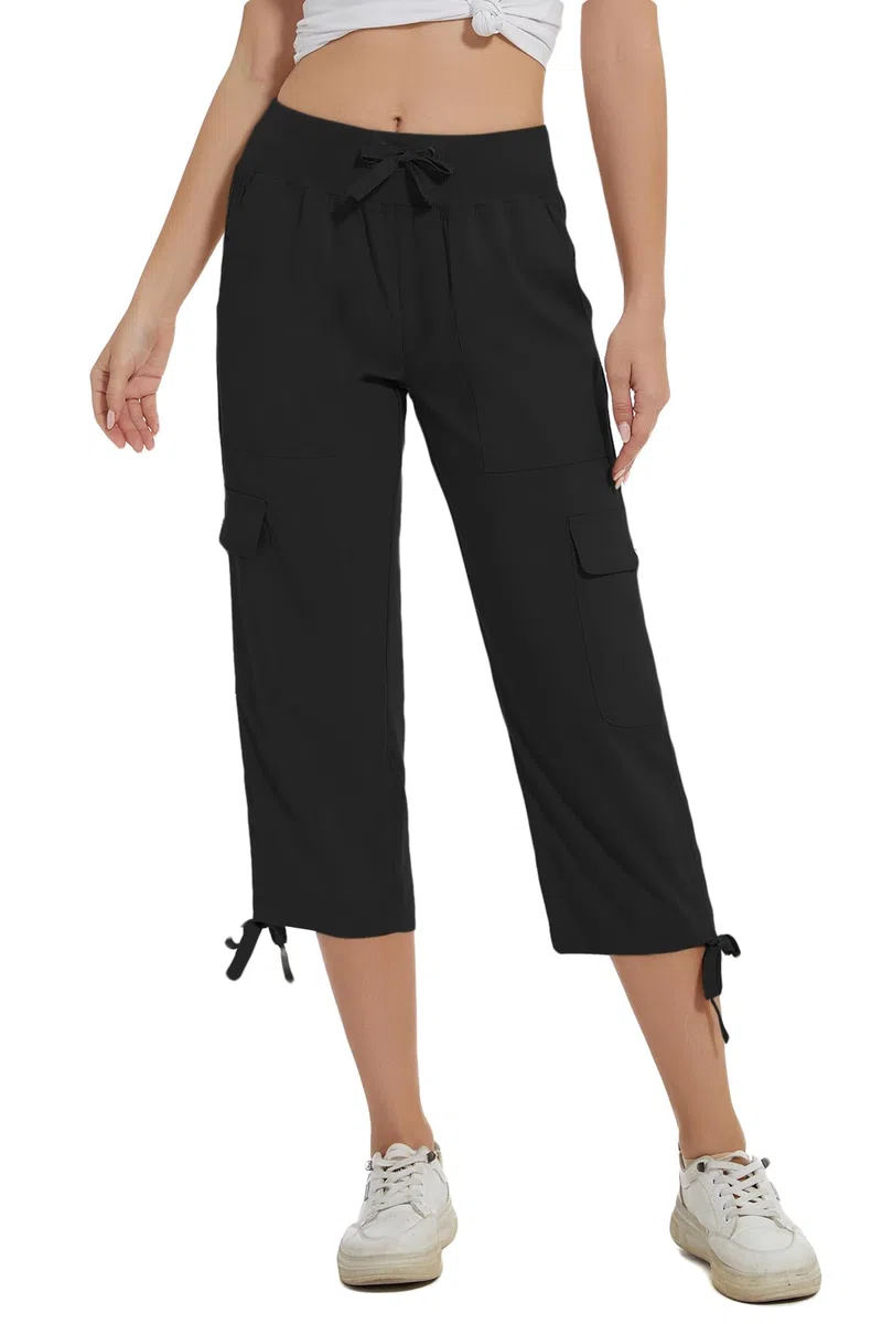 Huayuzh Pantalones cargo capri para mujer, pantalones de senderismo, pantalones 3/4, pantalones cargo de verano, ligeros, transpirables, atléticos, viajes, informales, para exteriores