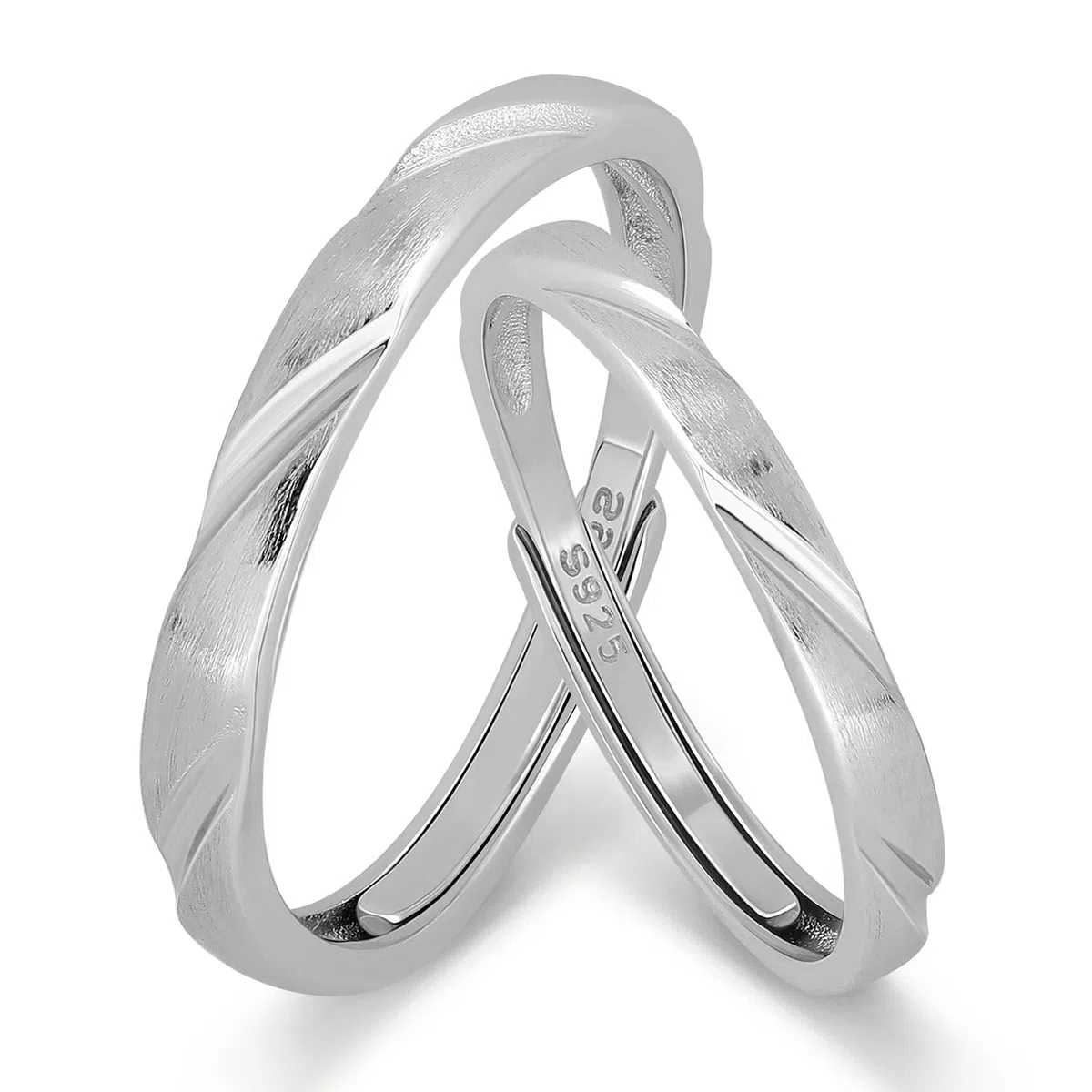 Meissa Alianzas de Plata Pareja Anillo de Compromiso y Boda Plata de ley 925 para Novios Hombres y Mujeres Adjustable Joyería Aniversario el Día de San Valentín (Juego de dos anillos)