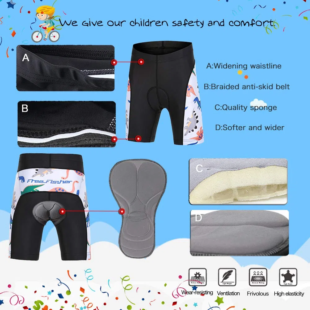 Conjunto de maillot de ciclismo para niños y niñas, transpirable, camiseta de ciclismo de manga corta + pantalones cortos con acolchado 3D