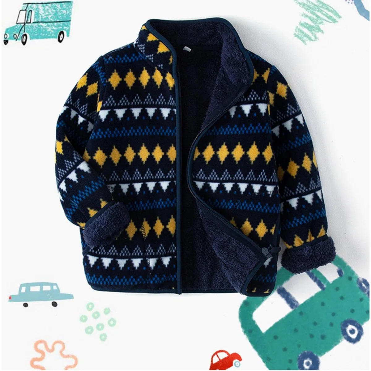 Generisch Chaqueta de forro polar para niños pequeños, con capucha, cremallera de manga larga, gruesa y cálida, chaqueta para niños
