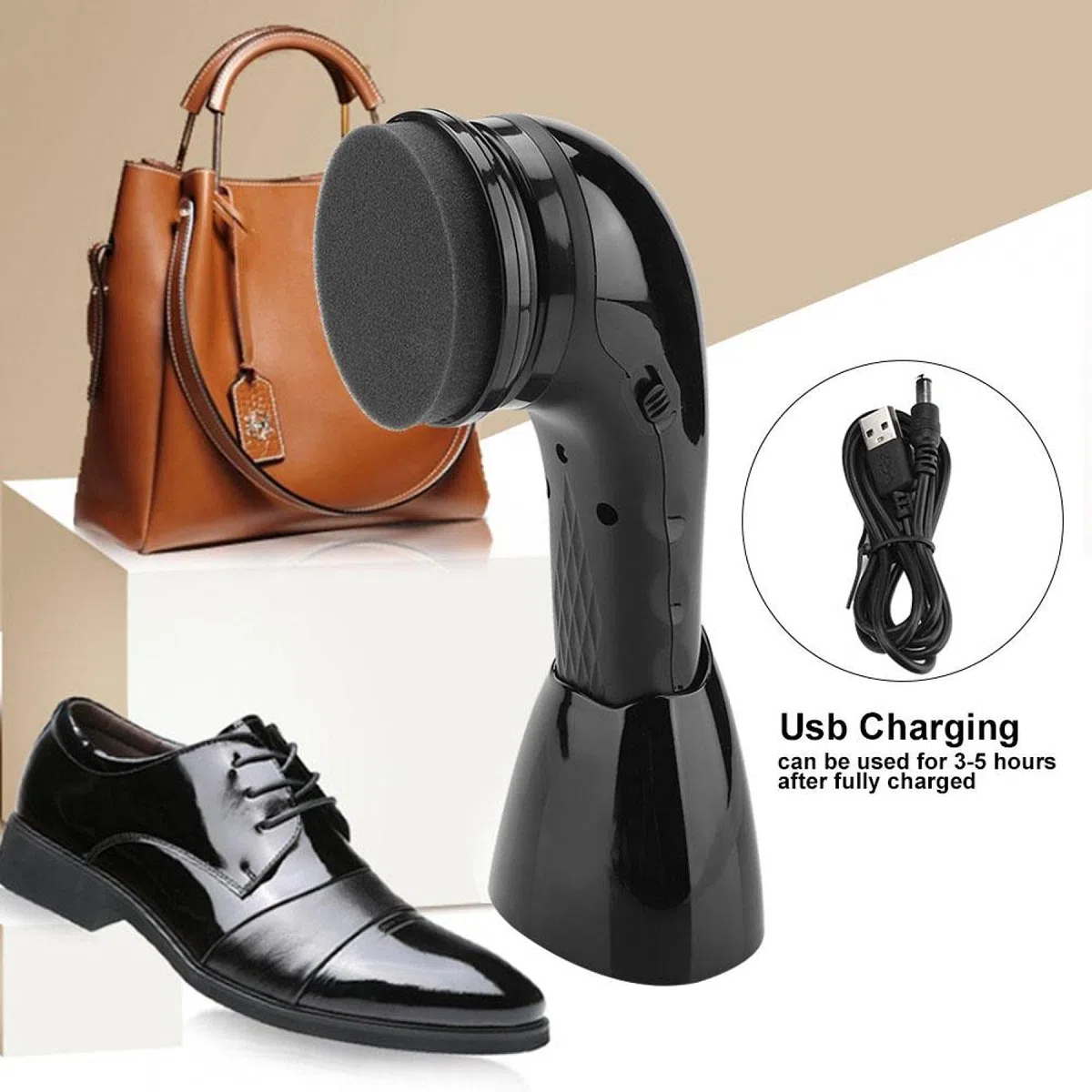 Kit eléctrico para lustrar zapato, Ceradora de zapato eléctrica, Cepillo recargable por USB, Pulidor multifuncional