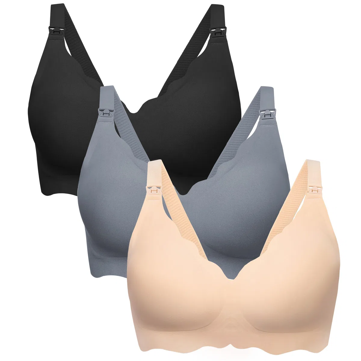 HBselect 3Pack Sujetador Lactancia de Maternidad, Sujetador de Lactancia Sin Costuras para Mujeres