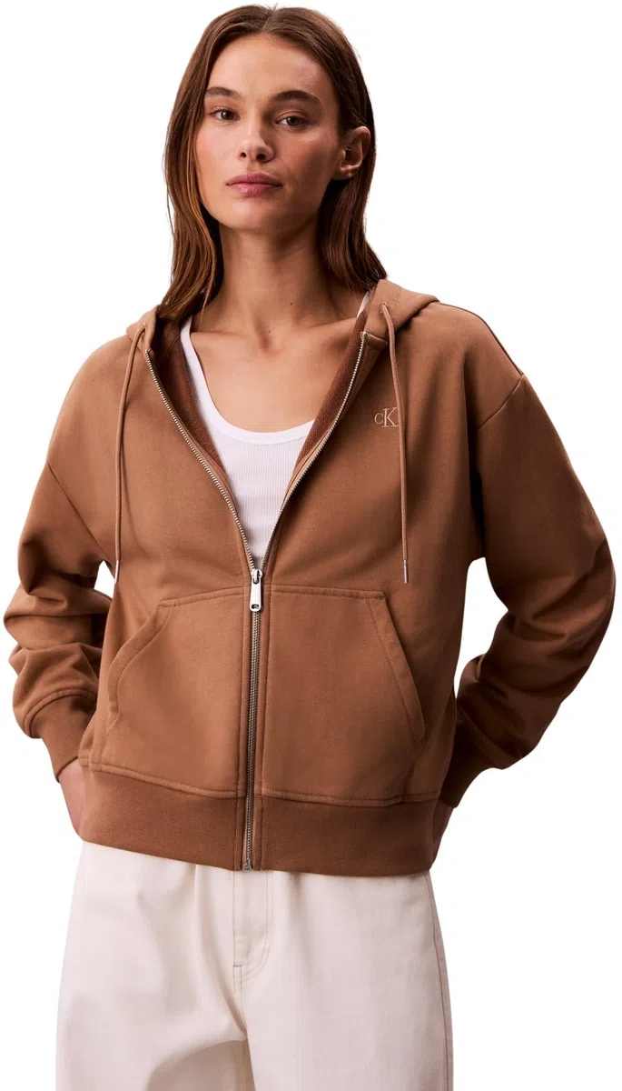 Calvin Klein Sudadera con Cremallera Mujer Archive Logo French Terry con Capucha